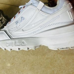 Original Fila Disruptor White Shoes With Rose Gold