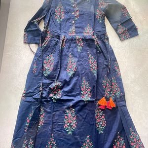 Blue A line long kurti