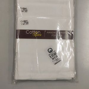 6 Nos. White Cotton Handkerchief