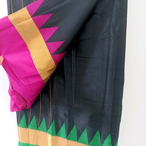 Black Saree With Double Color Border