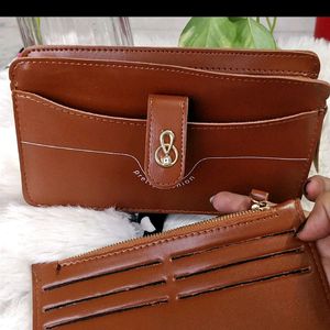 Ladies Brown Wallet 2in1