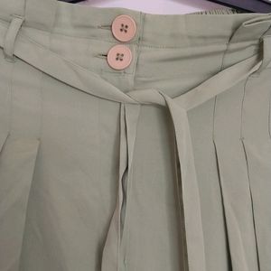 Olive Green Relaxed Fit Parallel Trousers