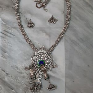 Samridhi DC Silver-Plated Beaded Peacock Jewellery