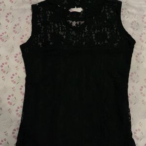 Black Net Sleeveless Top