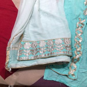 Skyblue Palazzo Suit Set Wid Dupatta