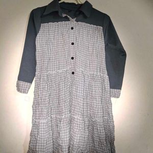 A Grey Check Elegant Midi