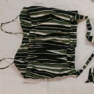 Green Crop Top With Wrap Detail