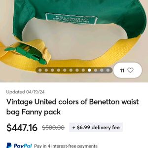 Benetton Vintage Fanny/waist Bag.