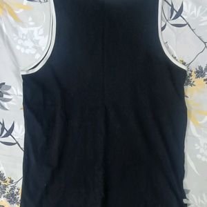 Here&Now Black Printed Sleeveless Tank T-shirt