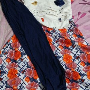 Used Kids Casual Wear Frock with Leggings