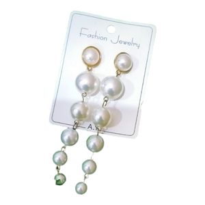 Stunning White Pearl Long Earrings