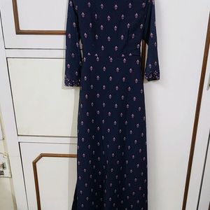 Fusion Delight Navy Middi Ethnic Dress