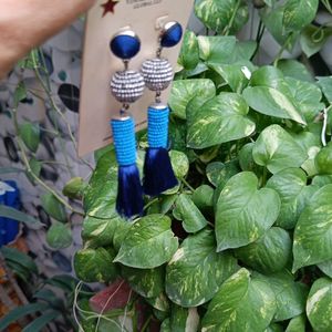 Blue Earrings Tassel