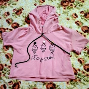 K-pop Idol Korean Baggy Crop Hoodie