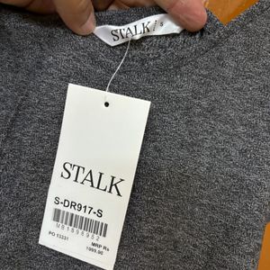 Stalk Grey Sporty Dress With Side Slit