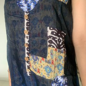 Affordable Printed Blue Kurti