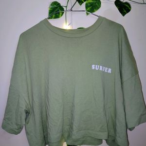 Sage Green Cropped Boxy Top