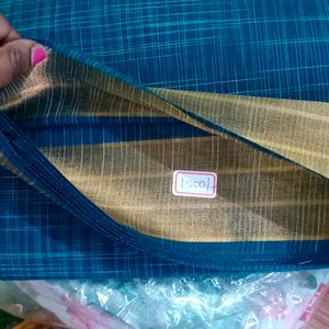 Cotton Saree With Gold Border