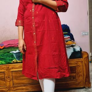 Maroon Clr Kurti With Jerry Border