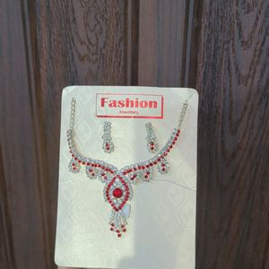 Red And White Party Jewellery Set For Girls