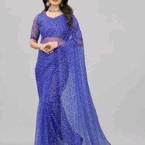 Net Saree With Blouse