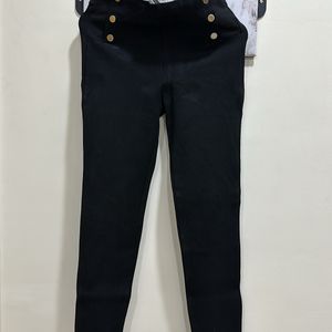 Zara Basic Black Trouser with Golden Buttons