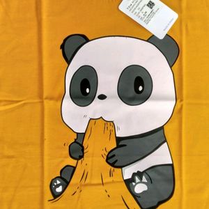 Brand New Panda Printed Half Yellow T-shirt