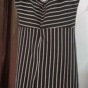 Black N White Strip Bodycon Dress