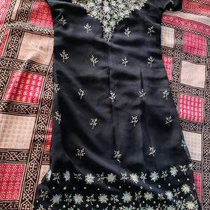 Black Sequence Suit With Pant And Dupatta