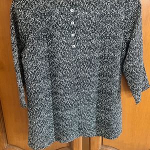 Van Heusen Black Printed Woven Top Smart Formal