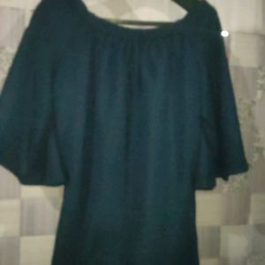 Blue Boxy Top With Baloon Sleeves