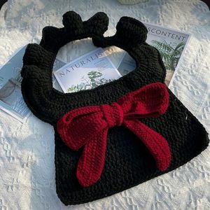 Crochet Black Ruffle Handbag