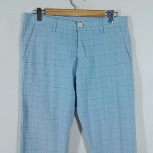 Light Blue Checks Cotton Pant (Men's)