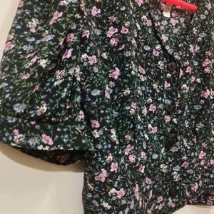 Black Floral Crop Top