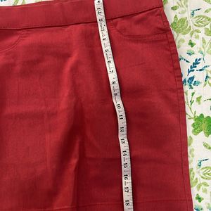 Marks And Spencer Red Fitted Formal Skirt