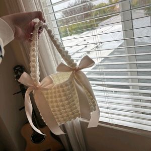 Crochet Ribbon Popcorn Bag