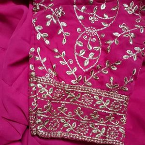 Indo Western Gown With Dupatta Zari Work