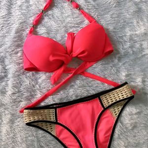 Hot Pink Imported Fabric Bikini Set 👙