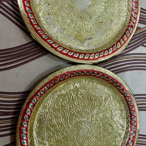 Pooja Thali Minakari Decorated Steel Plate (2)