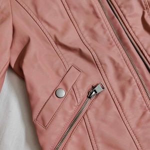 Vero Moda Women Pink Faux Leather Jacket