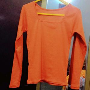 Women Square neck Orange Top.