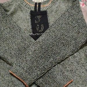 Woolen Sweater Full Sleeves Grey Colour