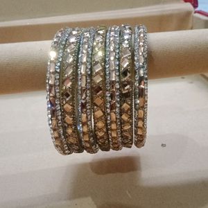 White And Rose Gold Bangles