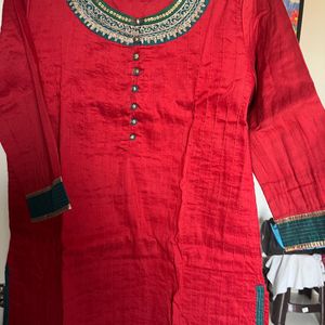 Red Kurta With Nice Work