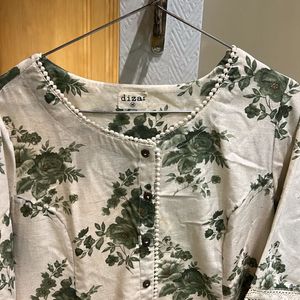 Off white Green Printed Kurta