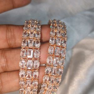 Premium Quality Rosegold AD Broad Bangles