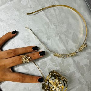 Crystal Headband, Bracelet & Ring Set