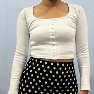 White Long Sleeves Crop Top