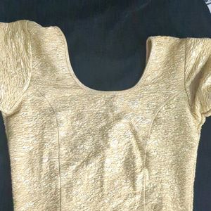 Golden Self Worked Slip On Readymade Blouse