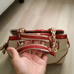 Daks 100% Original Genuine Leather Cream / Red Bag